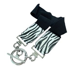 New York & Co. Zebra Wide Stretch Belt, Mobwife, Large, XL